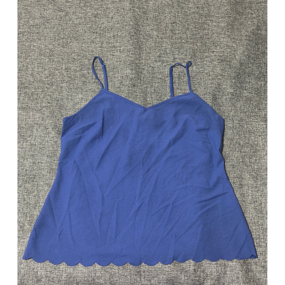 E by Eloise Women's Large Cami Scalloped Hem Blue Adjustable Straps V-Neck